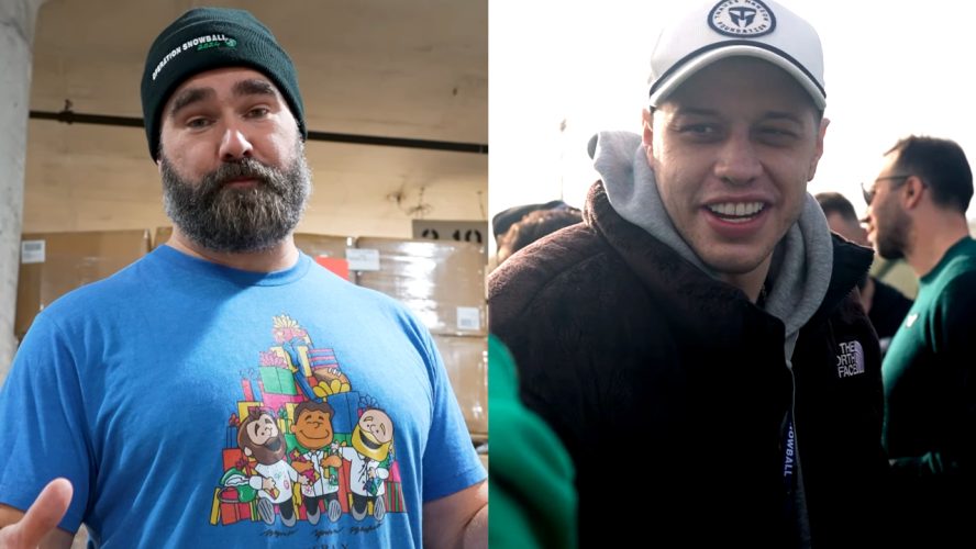 Jason Kelce And Pete Davidson Giving Gifts For Christmas Is The Celebrity Collab I Didn’t Know I Needed