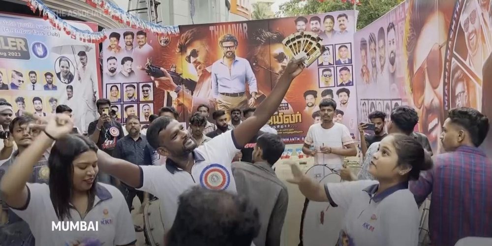 Fans in Mumbai celebrate new Rajinikanth movie