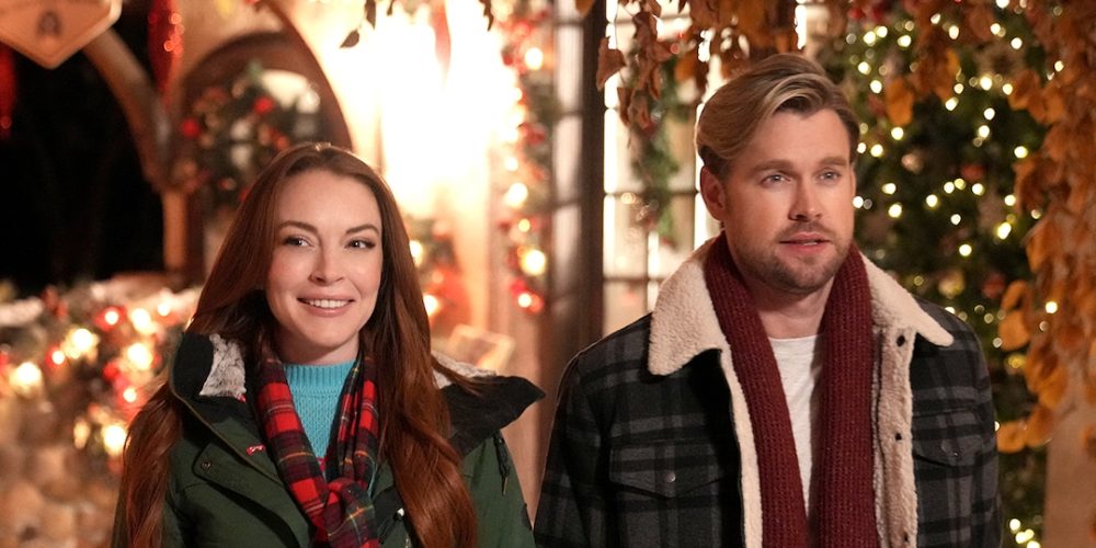 These New Photos of Lindsay Lohan’s Falling for Christmas Movie Are So Fetch